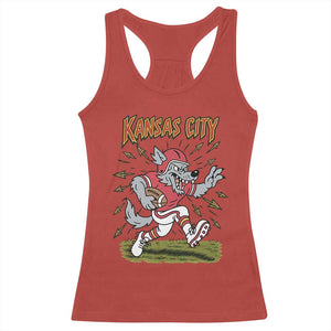 Funny Wolf Football Lover Racerback Tank Top Sport Humor Gift TS12 Red Print Your Wear