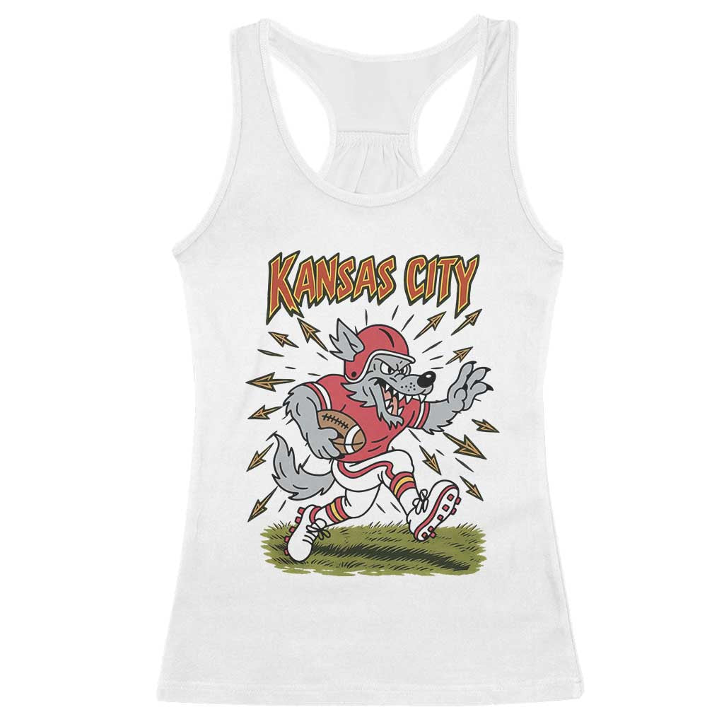 Funny Wolf Football Lover Racerback Tank Top Sport Humor Gift TS12 White Print Your Wear
