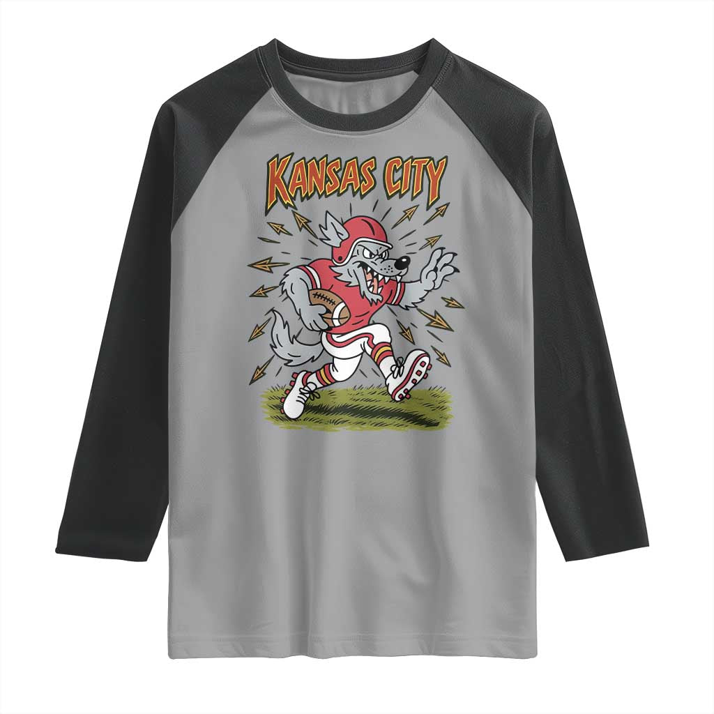 Funny Wolf Football Lover Raglan Shirt Sport Humor Gift TS12 Sport Gray Black Print Your Wear