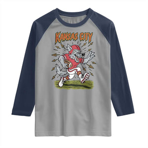 Funny Wolf Football Lover Raglan Shirt Sport Humor Gift TS12 Sport Gray Navy Print Your Wear