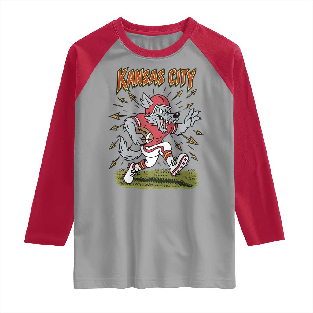 Funny Wolf Football Lover Raglan Shirt Sport Humor Gift TS12 Sport Gray Red Print Your Wear