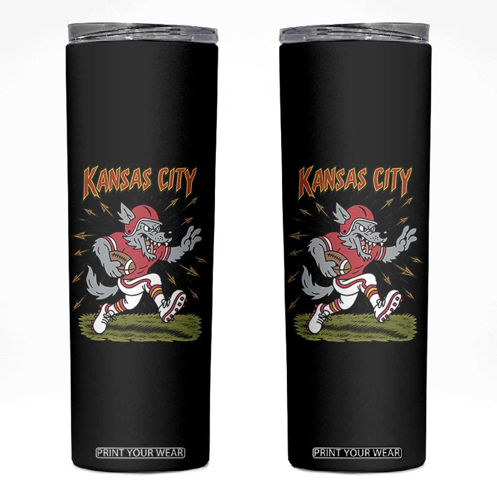 Funny Wolf Football Lover Skinny Tumbler Sport Humor Gift TS12 Black Print Your Wear
