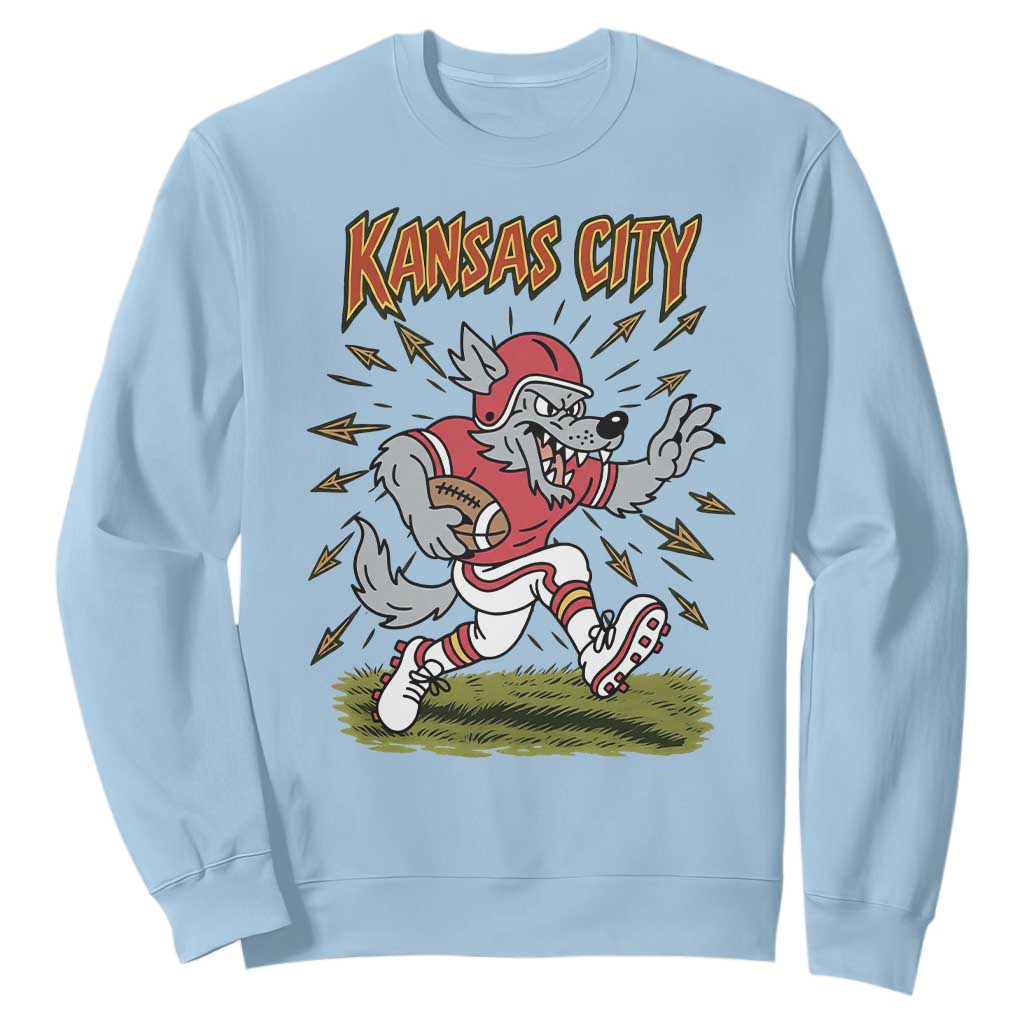 Funny Wolf Football Lover Sweatshirt Sport Humor Gift TS12 Light Blue Print Your Wear