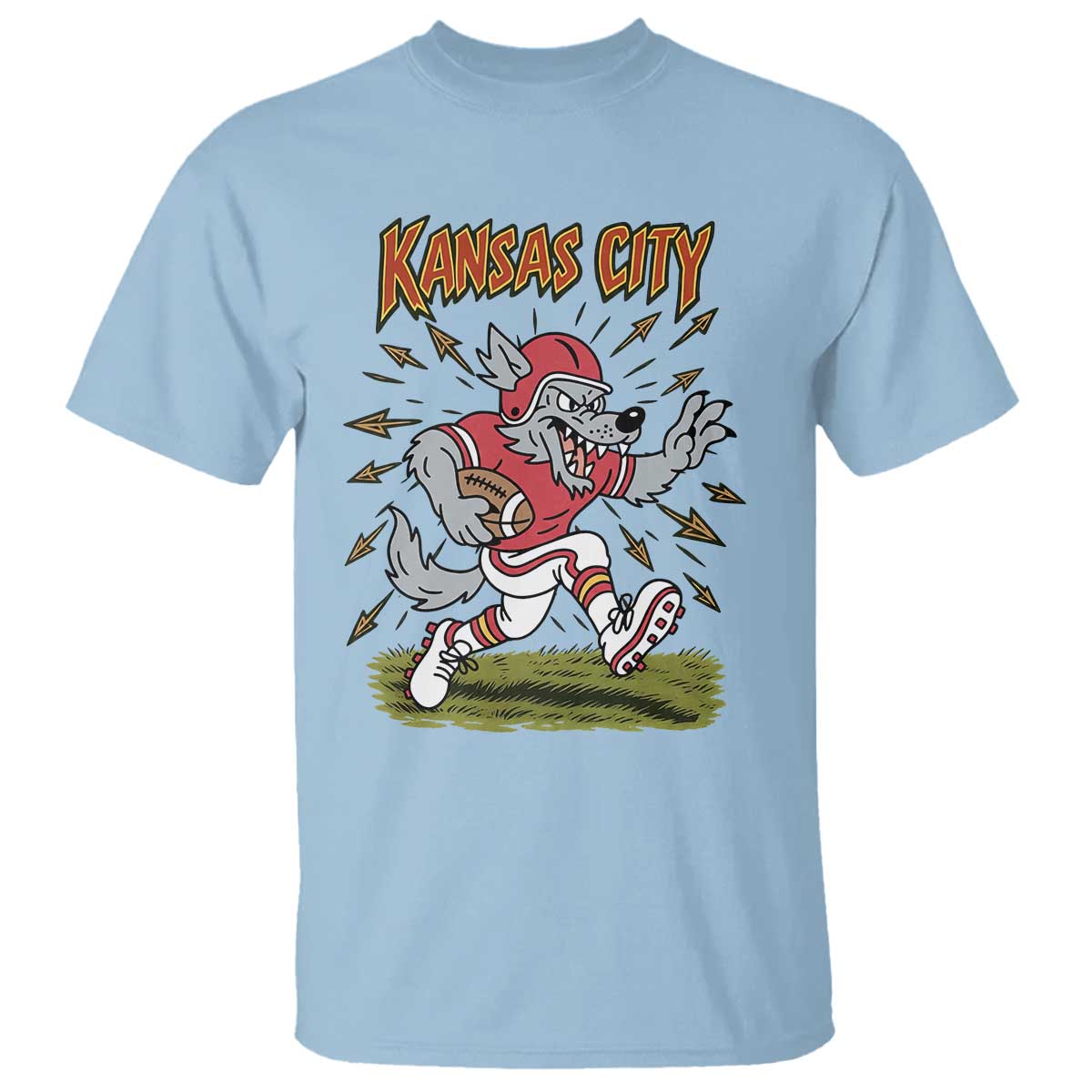 Funny Wolf Football Lover T Shirt Sport Humor Gift TS12 Light Blue Print Your Wear