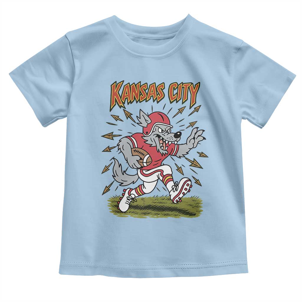 Funny Wolf Football Lover Toddler T Shirt Sport Humor Gift TS12 Light Blue Print Your Wear