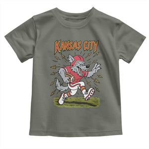 Funny Wolf Football Lover Toddler T Shirt Sport Humor Gift TS12 Military Green Print Your Wear