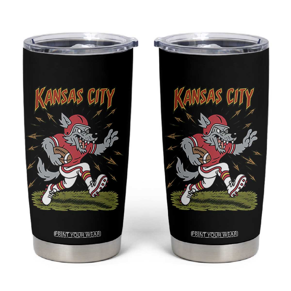 Funny Wolf Football Lover Tumbler Cup Sport Humor Gift TS12 Black Print Your Wear