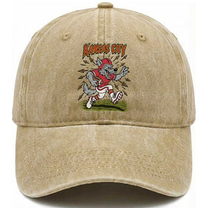 Funny Wolf Football Lover Washed Cotton Baseball Cap Sport Humor Gift TS12 Print Your Wear