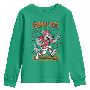 Funny Wolf Football Lover Youth Sweatshirt Sport Humor Gift TS12 Irish Green Print Your Wear