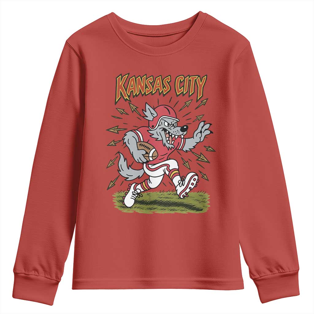 Funny Wolf Football Lover Youth Sweatshirt Sport Humor Gift TS12 Red Print Your Wear