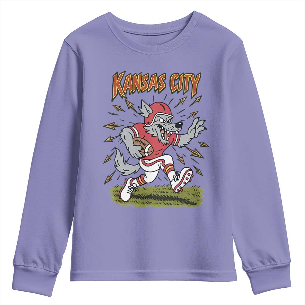 Funny Wolf Football Lover Youth Sweatshirt Sport Humor Gift TS12 Violet Print Your Wear