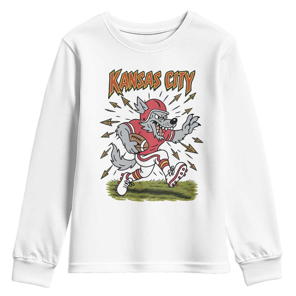 Funny Wolf Football Lover Youth Sweatshirt Sport Humor Gift TS12 White Print Your Wear