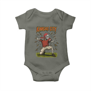 Skeleton Football Lover Baby Onesie Touchdown Game Day Lifestyle TS12 Military Green Print Your Wear