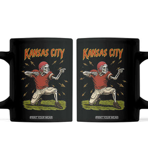 Skeleton Football Lover Coffee Mug Touchdown Game Day Lifestyle TS12 Black Print Your Wear