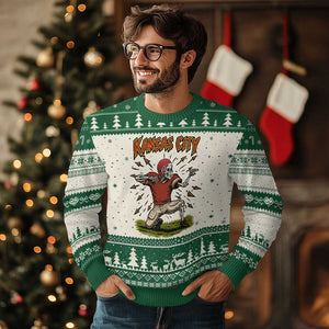 Skeleton Football Lover Ugly Christmas Sweater Touchdown Game Day Lifestyle TS12 Beige Green Print Your Wear