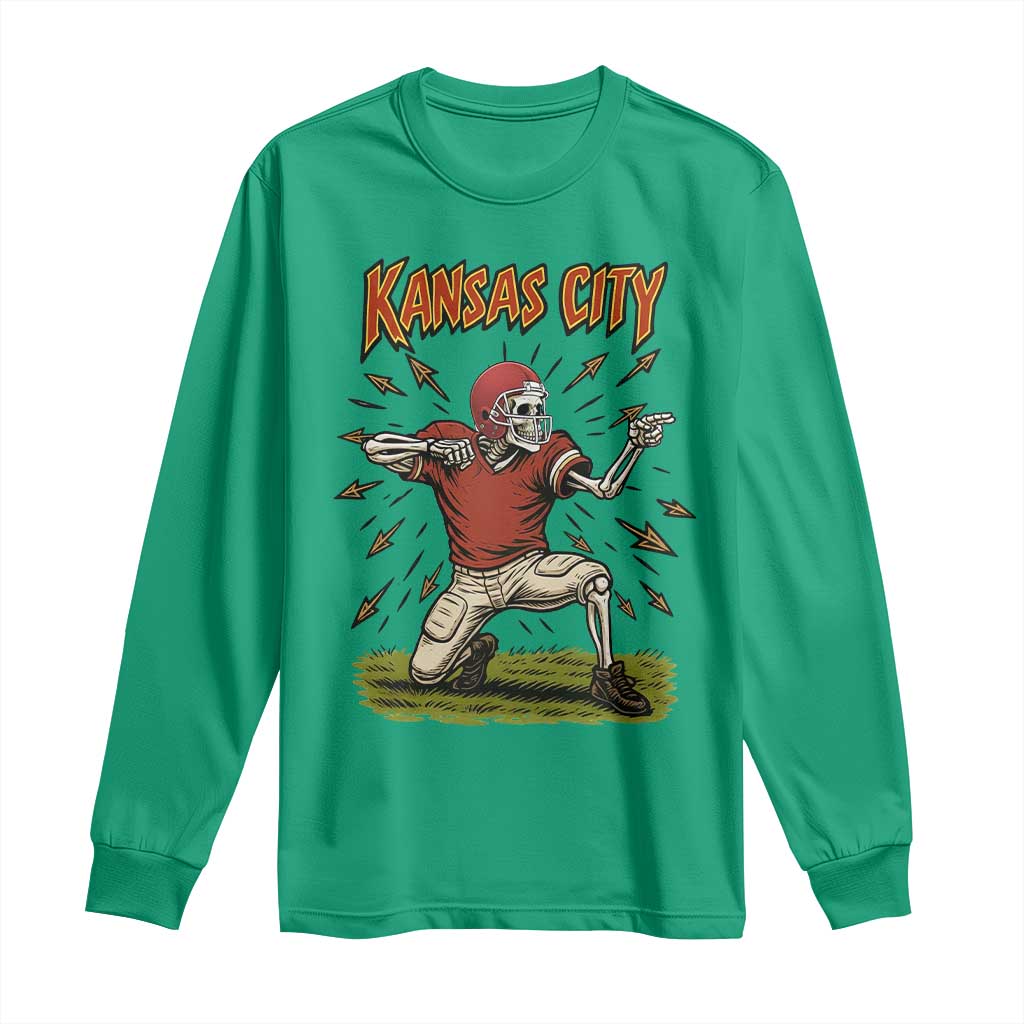 Skeleton Football Lover Long Sleeve Shirt Touchdown Game Day Lifestyle TS12 Irish Green Print Your Wear
