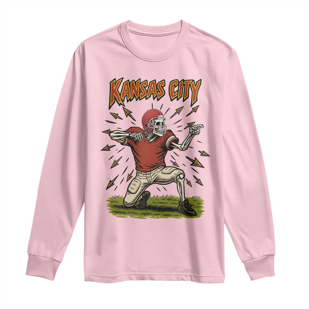 Skeleton Football Lover Long Sleeve Shirt Touchdown Game Day Lifestyle TS12 Light Pink Print Your Wear