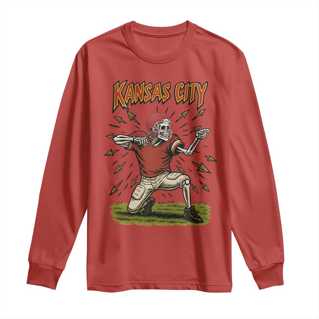Skeleton Football Lover Long Sleeve Shirt Touchdown Game Day Lifestyle TS12 Red Print Your Wear