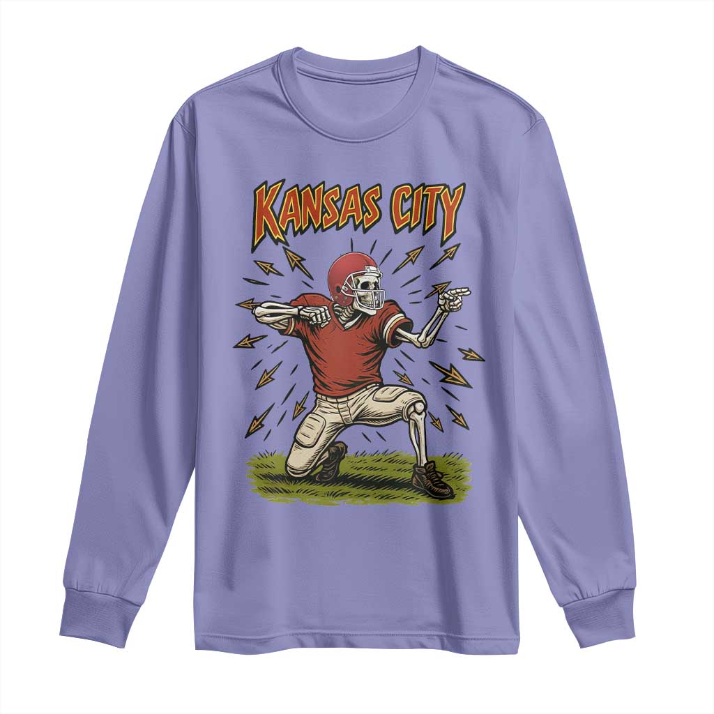 Skeleton Football Lover Long Sleeve Shirt Touchdown Game Day Lifestyle TS12 Violet Print Your Wear