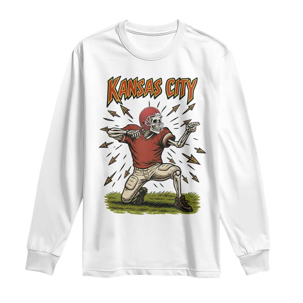 Skeleton Football Lover Long Sleeve Shirt Touchdown Game Day Lifestyle TS12 White Print Your Wear
