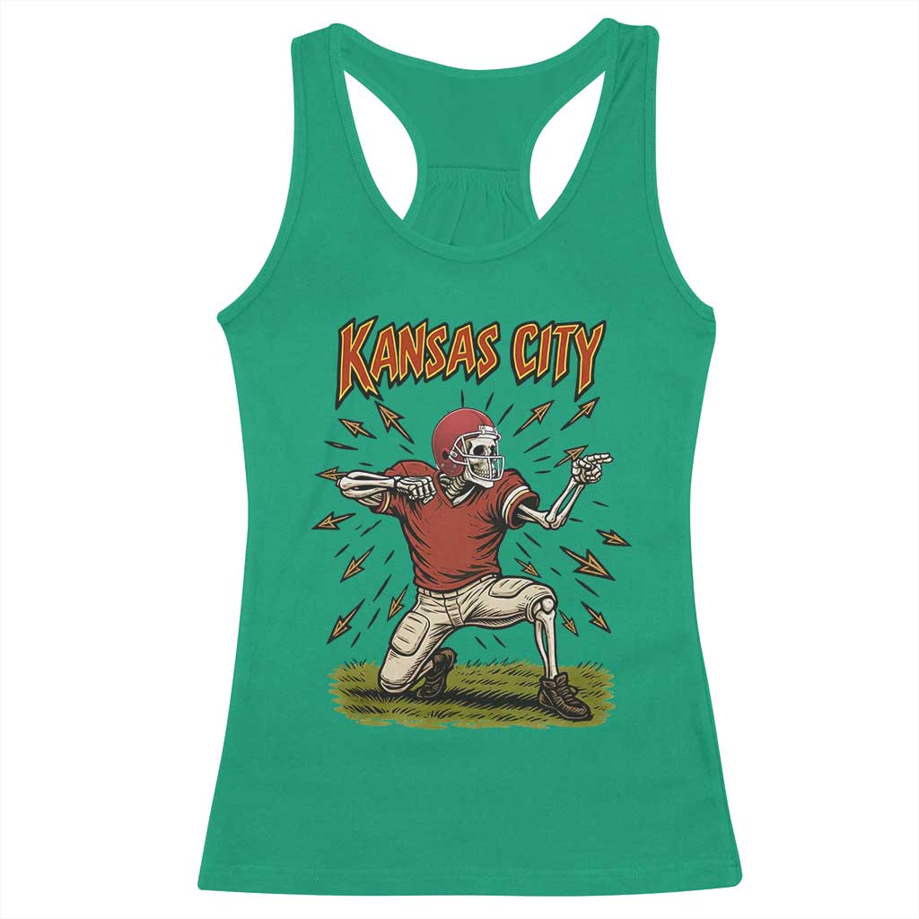 Skeleton Football Lover Racerback Tank Top Touchdown Game Day Lifestyle TS12 Irish Green Print Your Wear