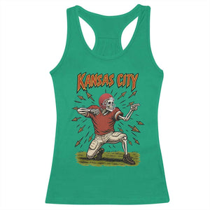 Skeleton Football Lover Racerback Tank Top Touchdown Game Day Lifestyle TS12 Irish Green Print Your Wear