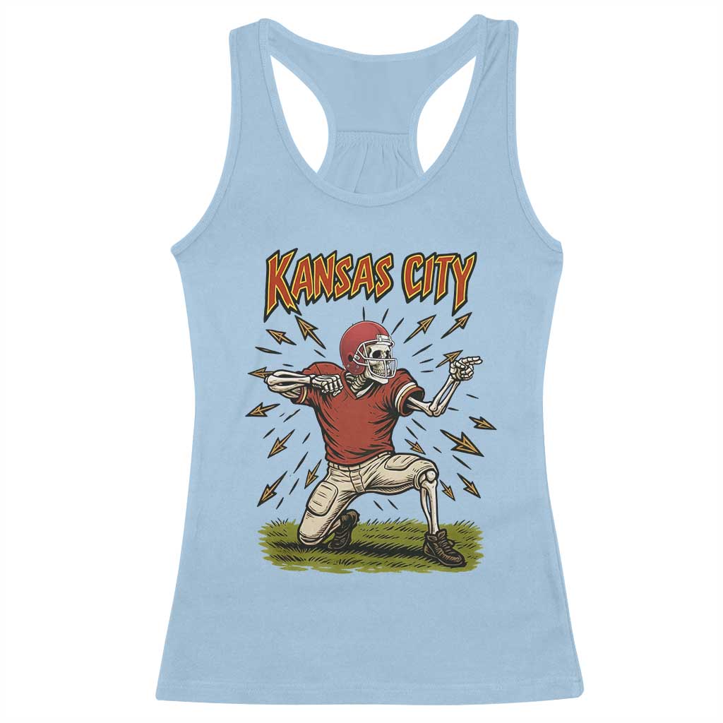 Skeleton Football Lover Racerback Tank Top Touchdown Game Day Lifestyle TS12 Light Blue Print Your Wear