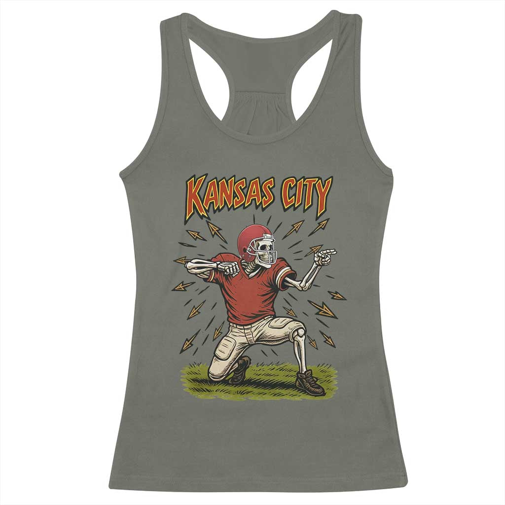 Skeleton Football Lover Racerback Tank Top Touchdown Game Day Lifestyle TS12 Military Green Print Your Wear