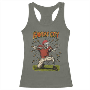 Skeleton Football Lover Racerback Tank Top Touchdown Game Day Lifestyle TS12 Military Green Print Your Wear