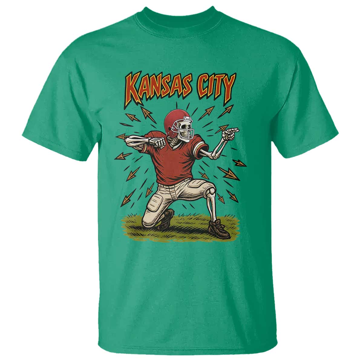 Skeleton Football Lover T Shirt Touchdown Game Day Lifestyle TS12 Irish Green Print Your Wear