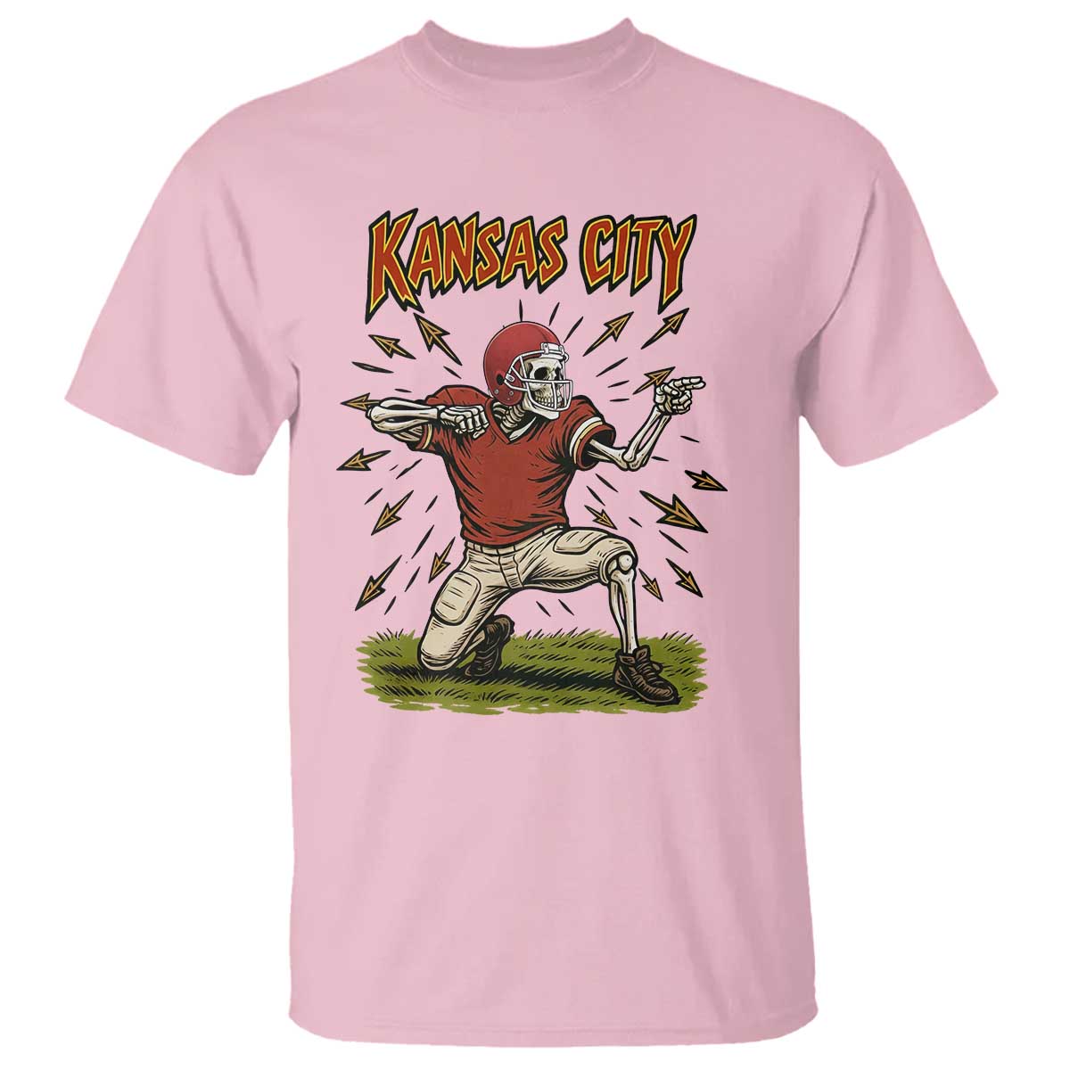 Skeleton Football Lover T Shirt Touchdown Game Day Lifestyle TS12 Light Pink Print Your Wear
