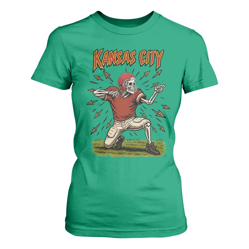 Skeleton Football Lover T Shirt For Women Touchdown Game Day Lifestyle TS12 Irish Green Print Your Wear