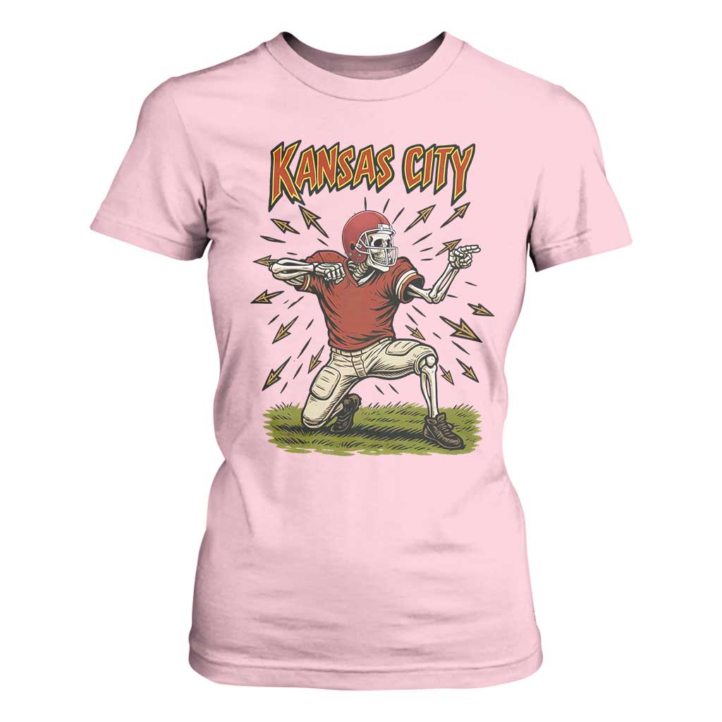 Skeleton Football Lover T Shirt For Women Touchdown Game Day Lifestyle TS12 Light Pink Print Your Wear