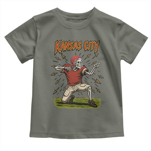 Skeleton Football Lover Toddler T Shirt Touchdown Game Day Lifestyle TS12 Military Green Print Your Wear