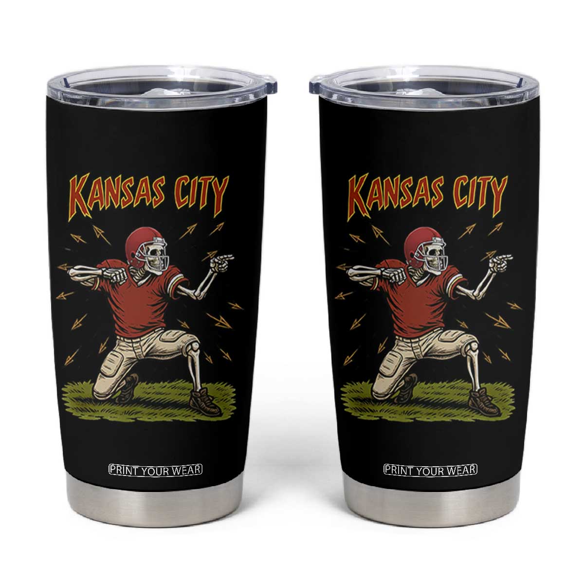 Skeleton Football Lover Tumbler Cup Touchdown Game Day Lifestyle TS12 Black Print Your Wear