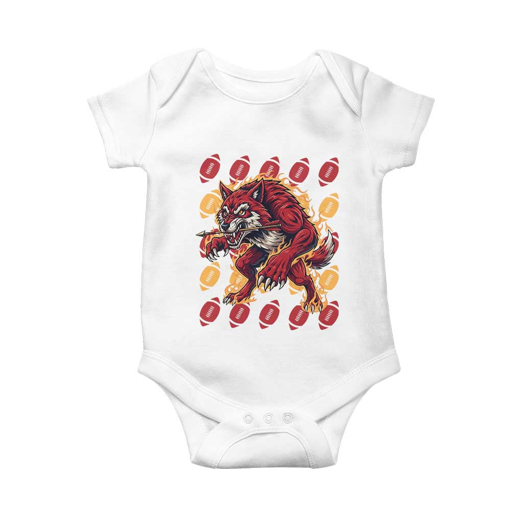Wolf Football Lover Baby Onesie Game Day Fan Lifestyle TS12 White Print Your Wear