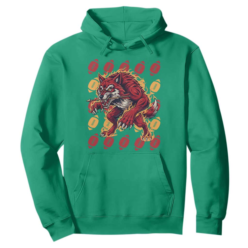 Wolf Football Lover Hoodie Game Day Fan Lifestyle TS12 Irish Green Print Your Wear
