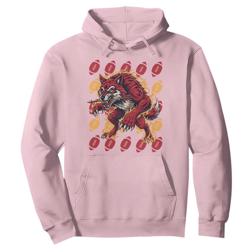 Wolf Football Lover Hoodie Game Day Fan Lifestyle TS12 Light Pink Print Your Wear