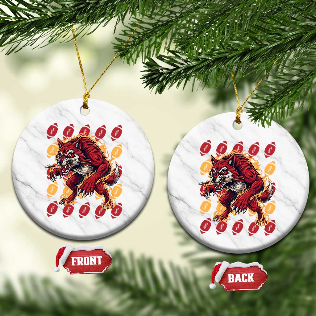 Wolf Football Lover Ceramic Ornament Game Day Fan Lifestyle TS12 1pc White Marble Print Your Wear