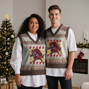 Wolf Football Lover V-Neck Knit Sweater Vest Game Day Fan Lifestyle TS12 Mocha Mousse Print Your Wear