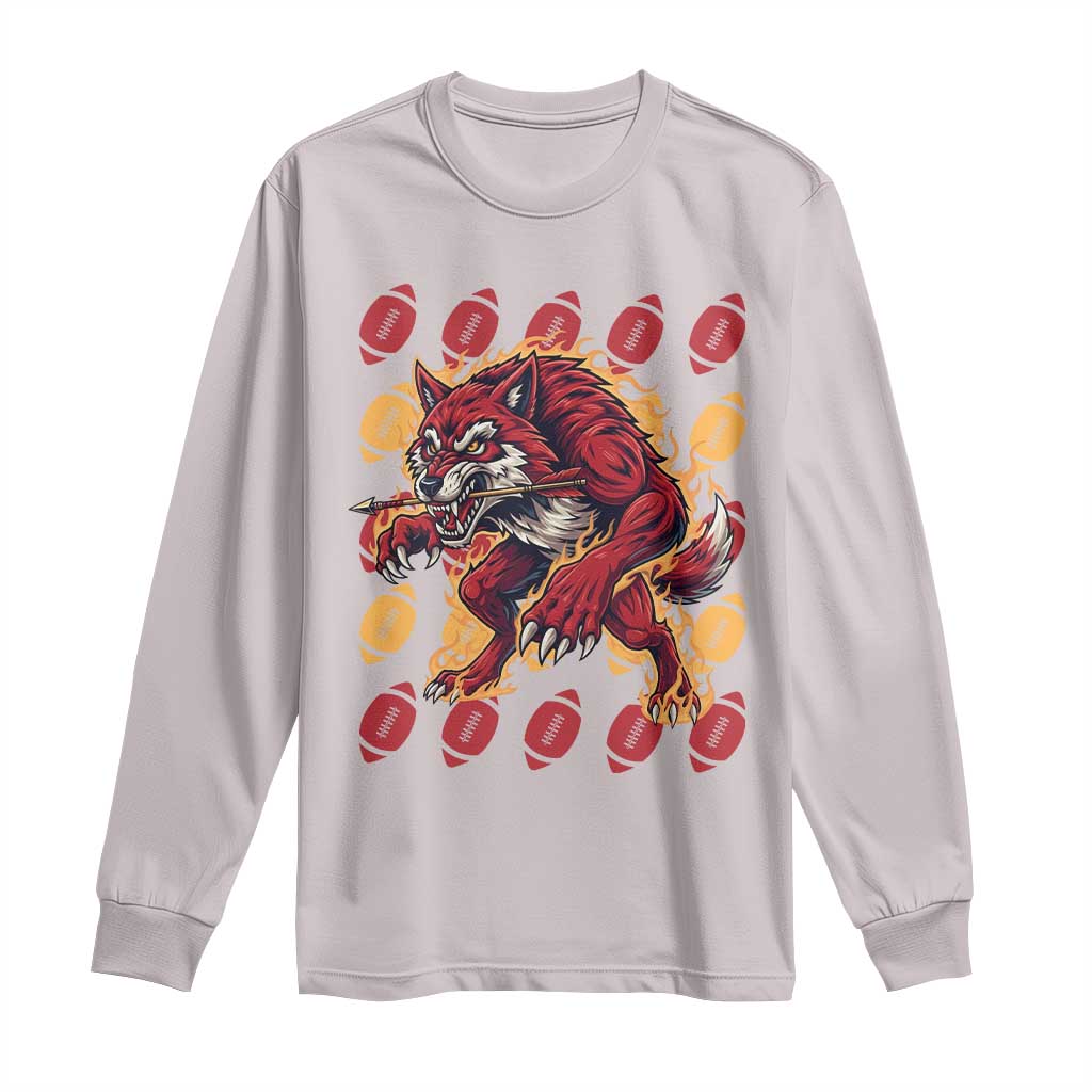 Wolf Football Lover Long Sleeve Shirt Game Day Fan Lifestyle TS12 Ice Gray Print Your Wear