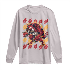 Wolf Football Lover Long Sleeve Shirt Game Day Fan Lifestyle TS12 Ice Gray Print Your Wear