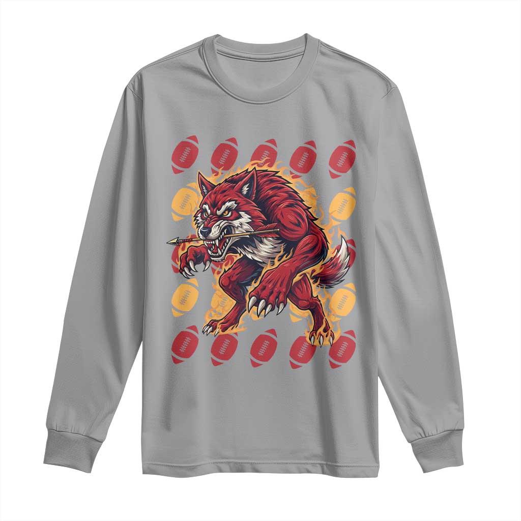 Wolf Football Lover Long Sleeve Shirt Game Day Fan Lifestyle TS12 Sport Gray Print Your Wear