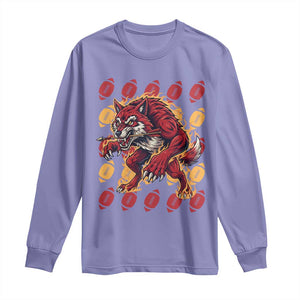 Wolf Football Lover Long Sleeve Shirt Game Day Fan Lifestyle TS12 Violet Print Your Wear