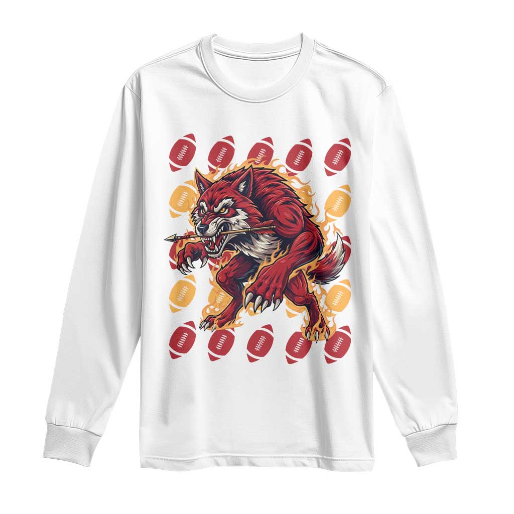 Wolf Football Lover Long Sleeve Shirt Game Day Fan Lifestyle TS12 White Print Your Wear