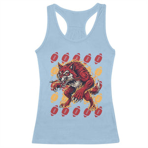 Wolf Football Lover Racerback Tank Top Game Day Fan Lifestyle TS12 Light Blue Print Your Wear