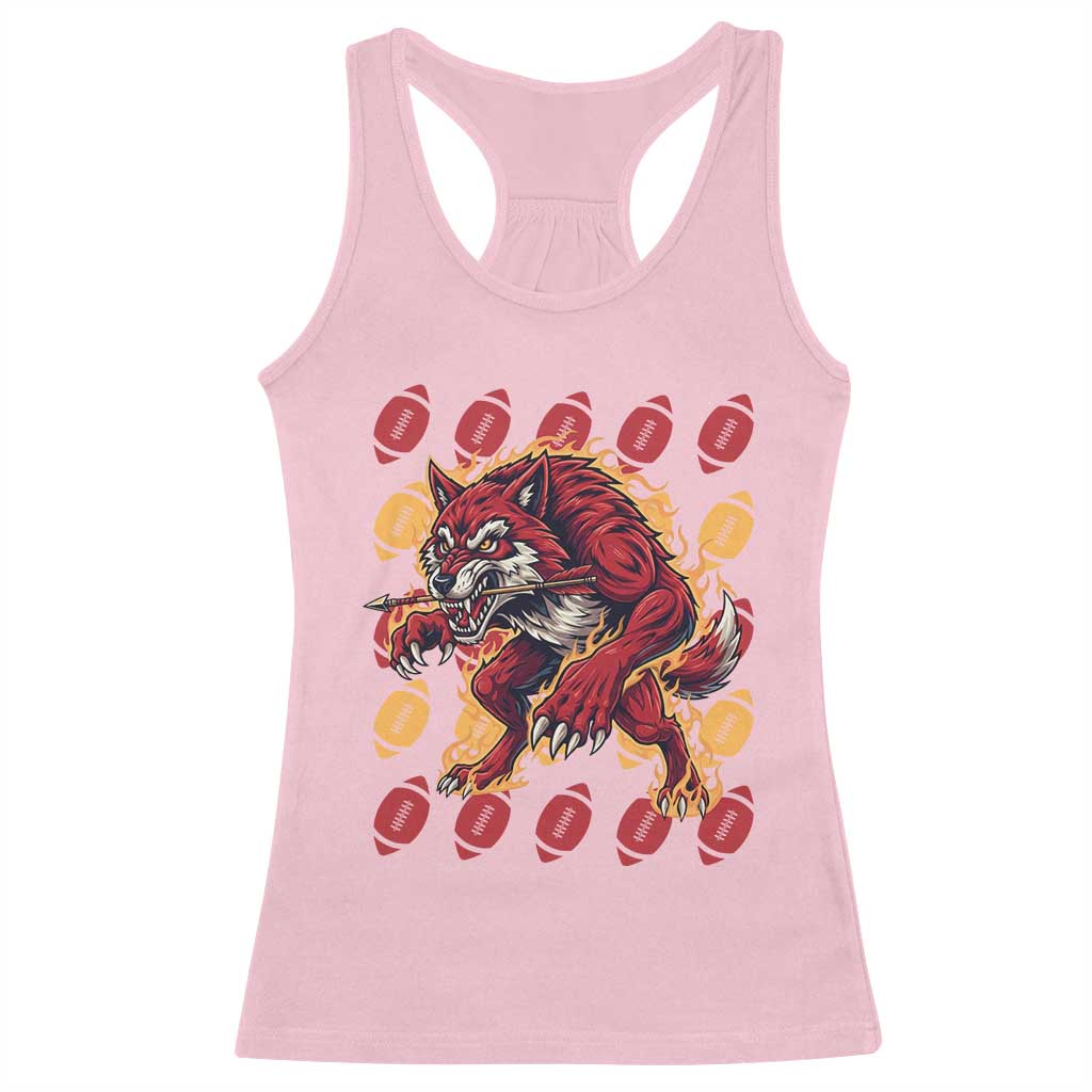 Wolf Football Lover Racerback Tank Top Game Day Fan Lifestyle TS12 Light Pink Print Your Wear