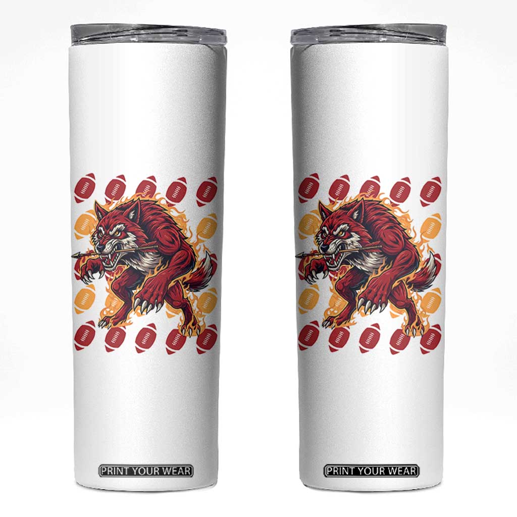 Wolf Football Lover Skinny Tumbler Game Day Fan Lifestyle TS12 White Print Your Wear