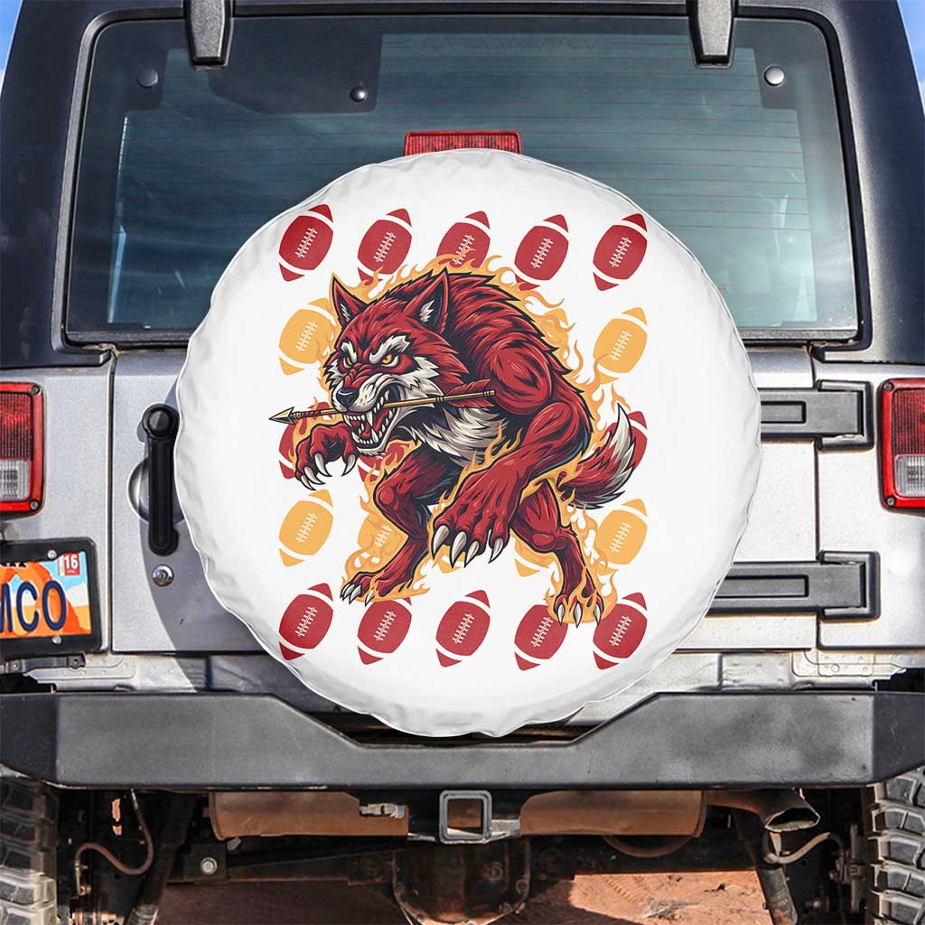Wolf Football Lover Spare Tire Cover Game Day Fan Lifestyle TS12 No hole White Print Your Wear
