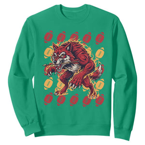 Wolf Football Lover Sweatshirt Game Day Fan Lifestyle TS12 Irish Green Print Your Wear